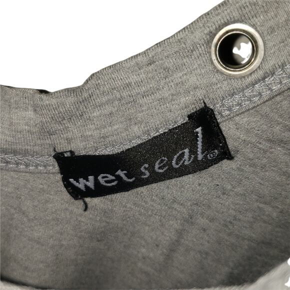 90s Wet Seal riveted long sleeve top women's size small gray wrap bandage - Picture 5 of 9